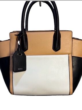 REED by Reed Krakoff for Kohl’s Women's Color Block Satchel Black, Tan, Cream